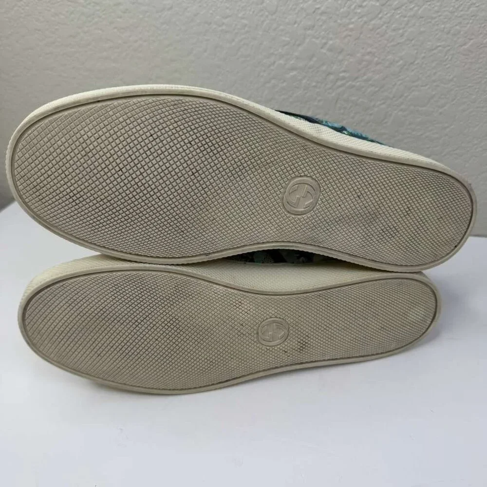 Mens Gucci Sneakers/GG Blooms/Broola/Slip-on/PVC Canvas Blue Floral Pattern - Picture 8 of 10